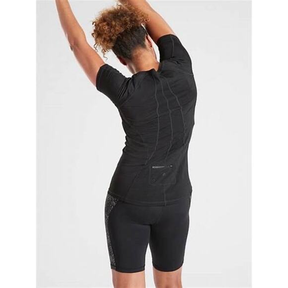 Athleta Pacifica Black Short Sleeve Swim Surf Athletic Tee Size Medium - Picture 3 of 9